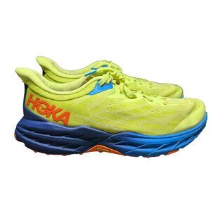 Hoka One One Speedgoat 5 Mens Running Shoes Size 10D Vibram Sole Neon Yellow/Blu